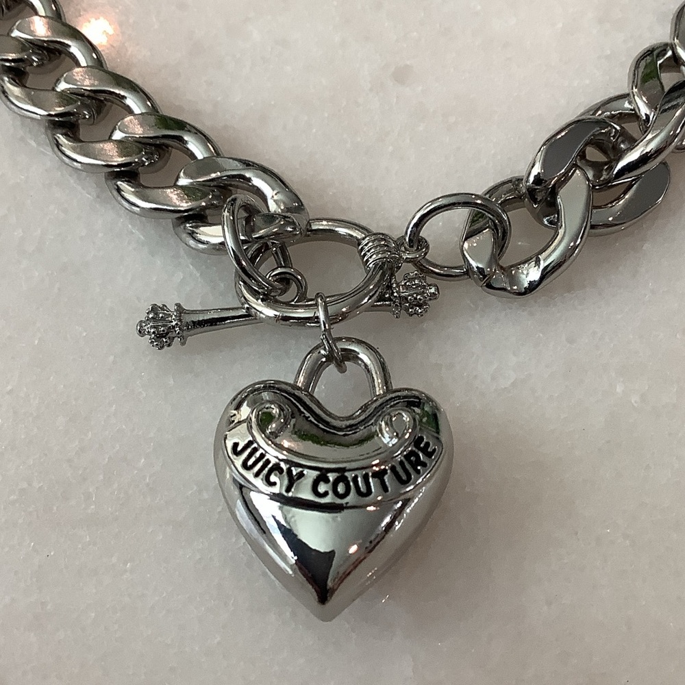 Juicy Couture Silver Heart Padlock Chain Necklace, Brand New - Picture 2 of 2